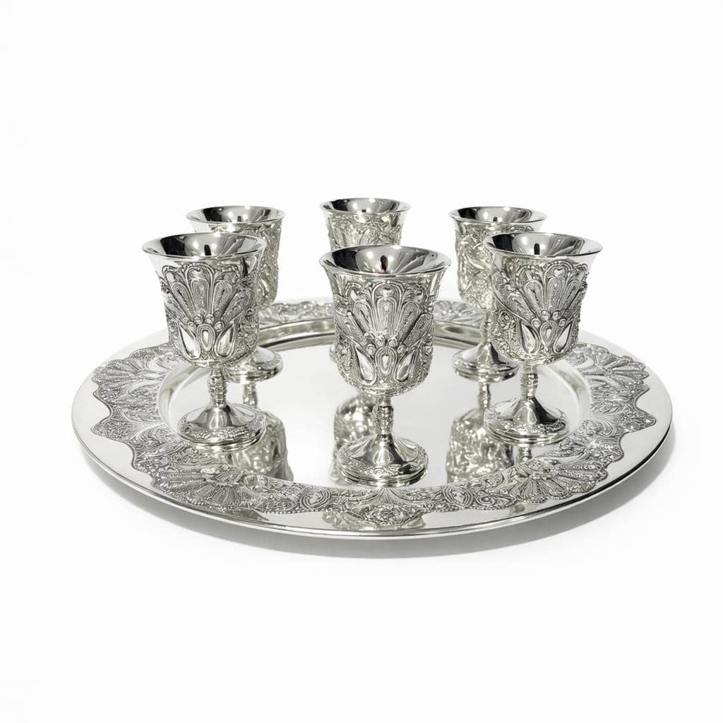 Set servire argintat 925 cu paharele