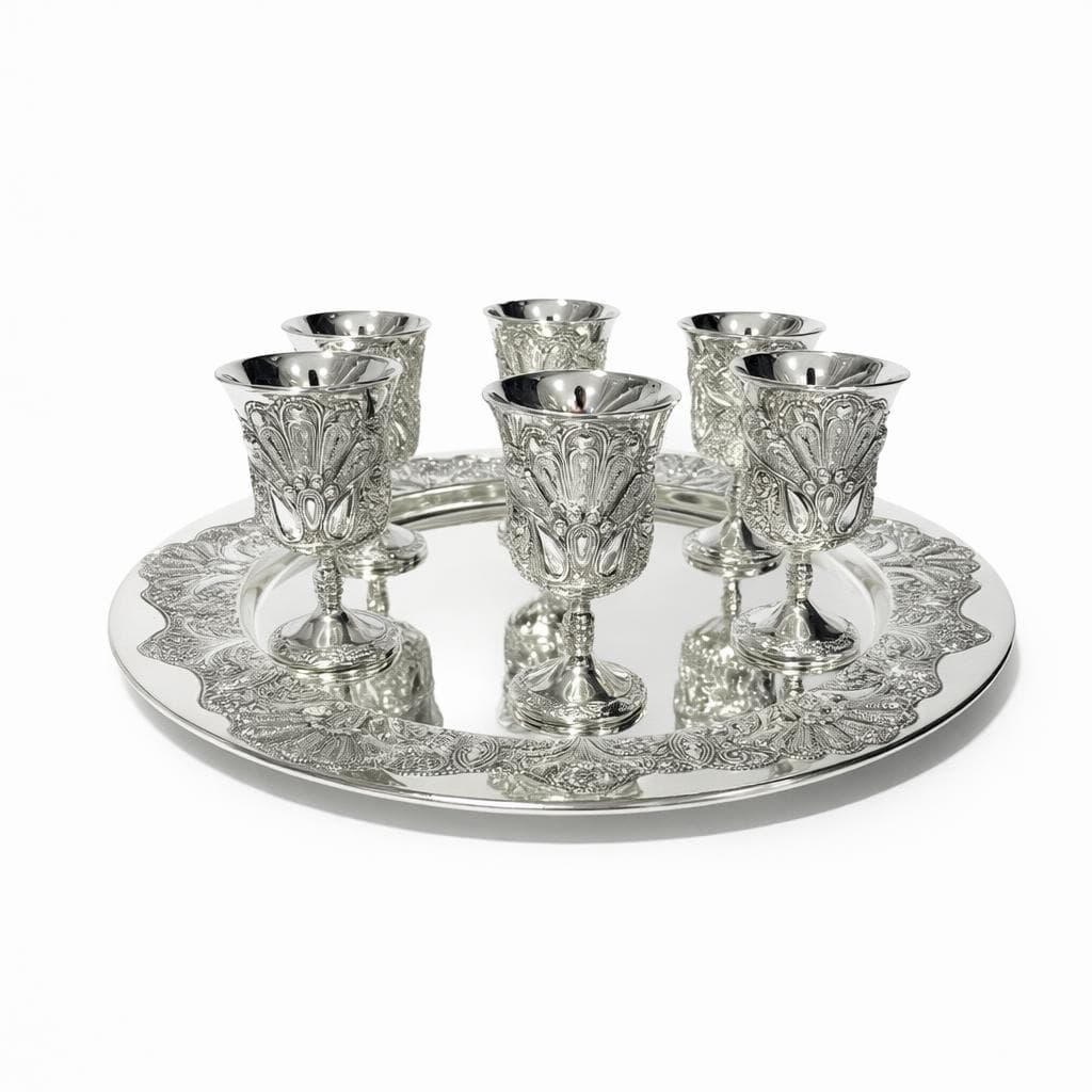 Set servire argintat 925 cu paharele