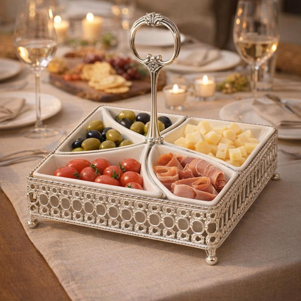 Platou ceramic argintat 925