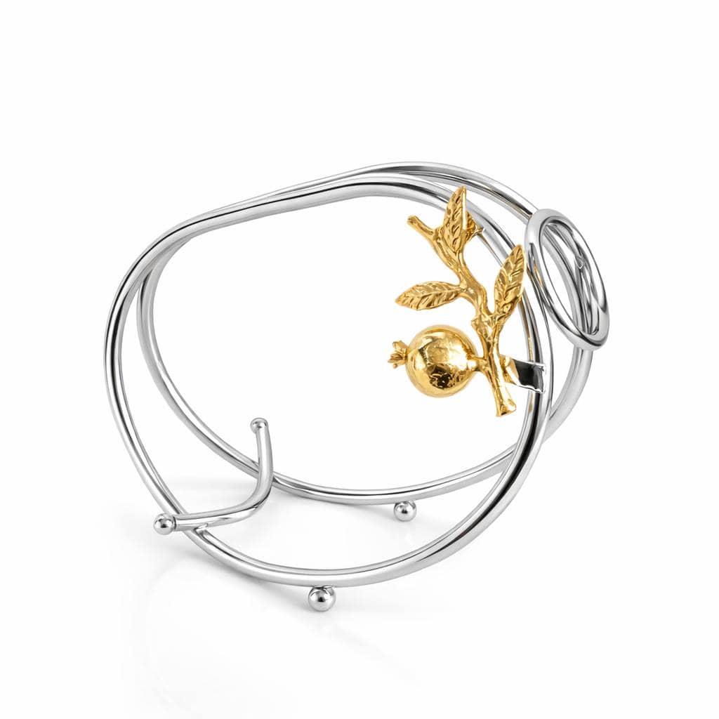 Suport sticlă argintat 925 cu ornament auriu