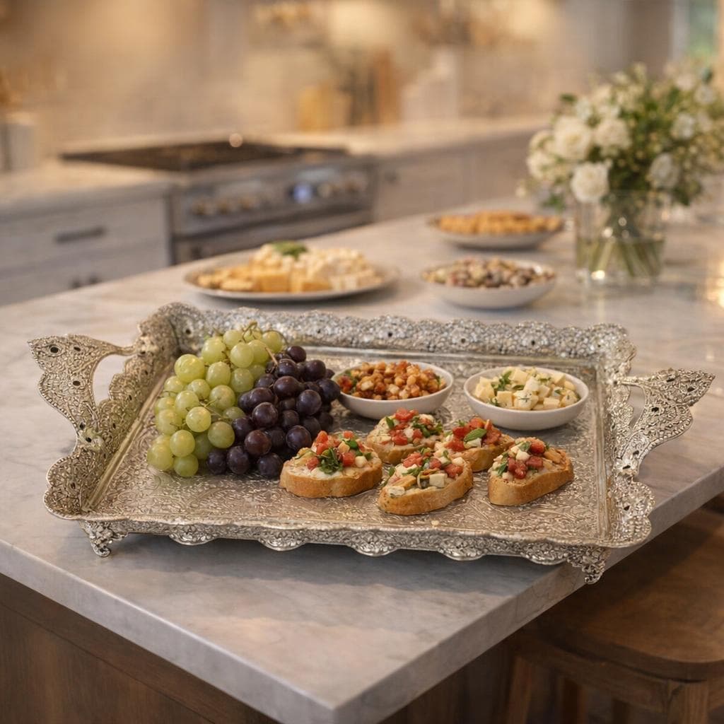 Tava argintata 925 cu ornamentație delicată