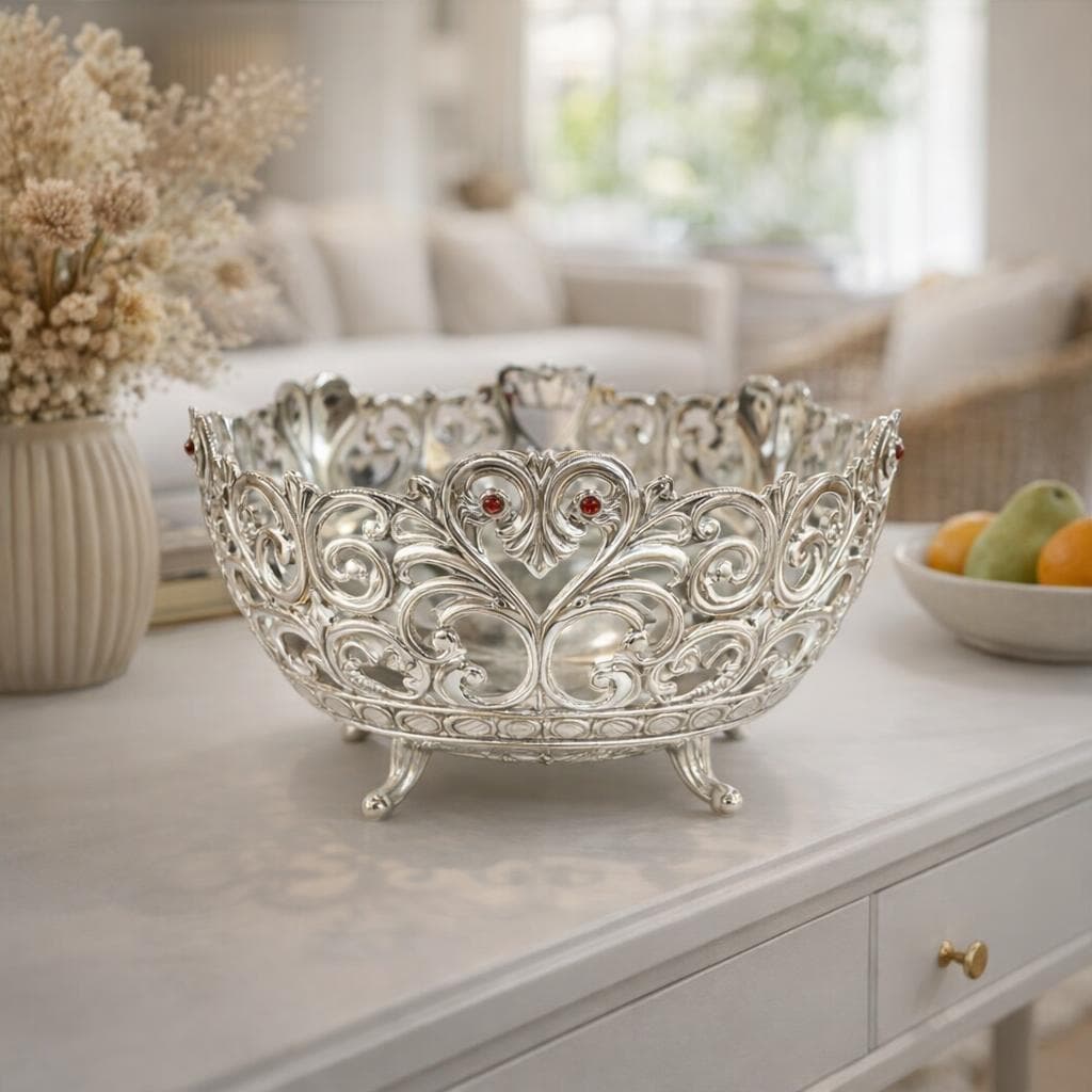 Cos argintat 925 cu design ornamental