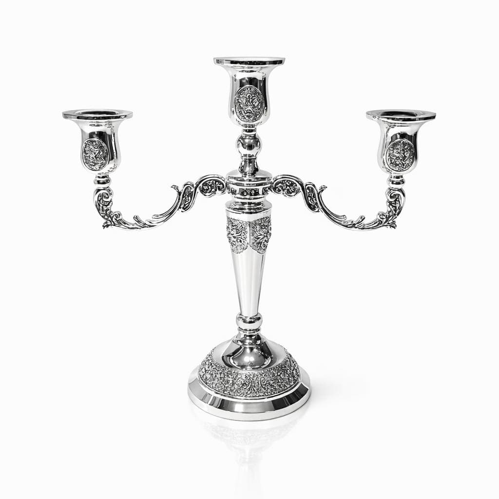SFESNIC -- lustră- sfeșnic metalic cromat (3 brațe)