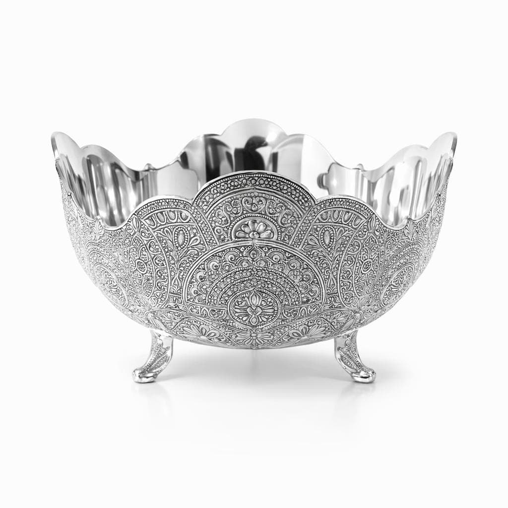 COS - Bol pentru obiecte argintate INOX/ALB cu model ornamental (COSURI)