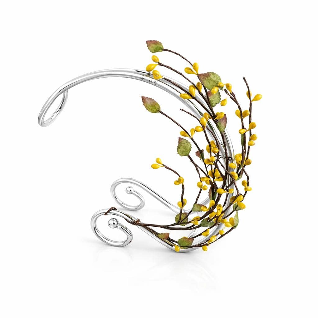 Suport sticle metal argintat 925 decor floral