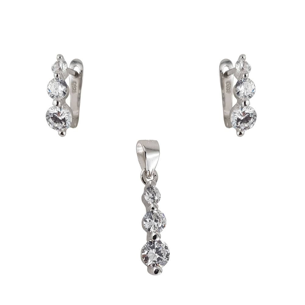 Set argint elegant zirconii albe Thia