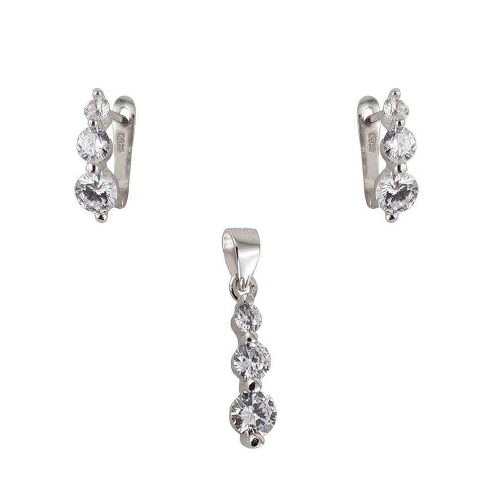 Set argint elegant zirconii albe Thia