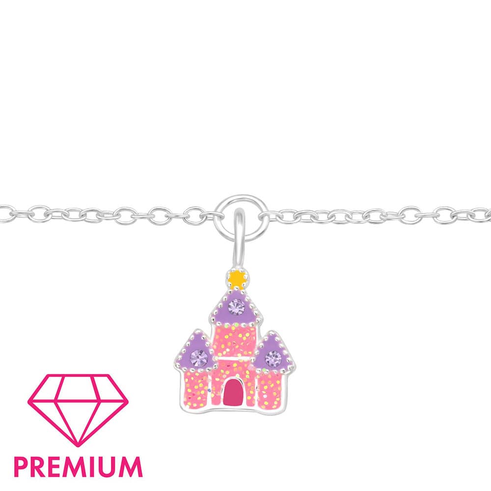 Bratara argint copii castel colorat Fairy