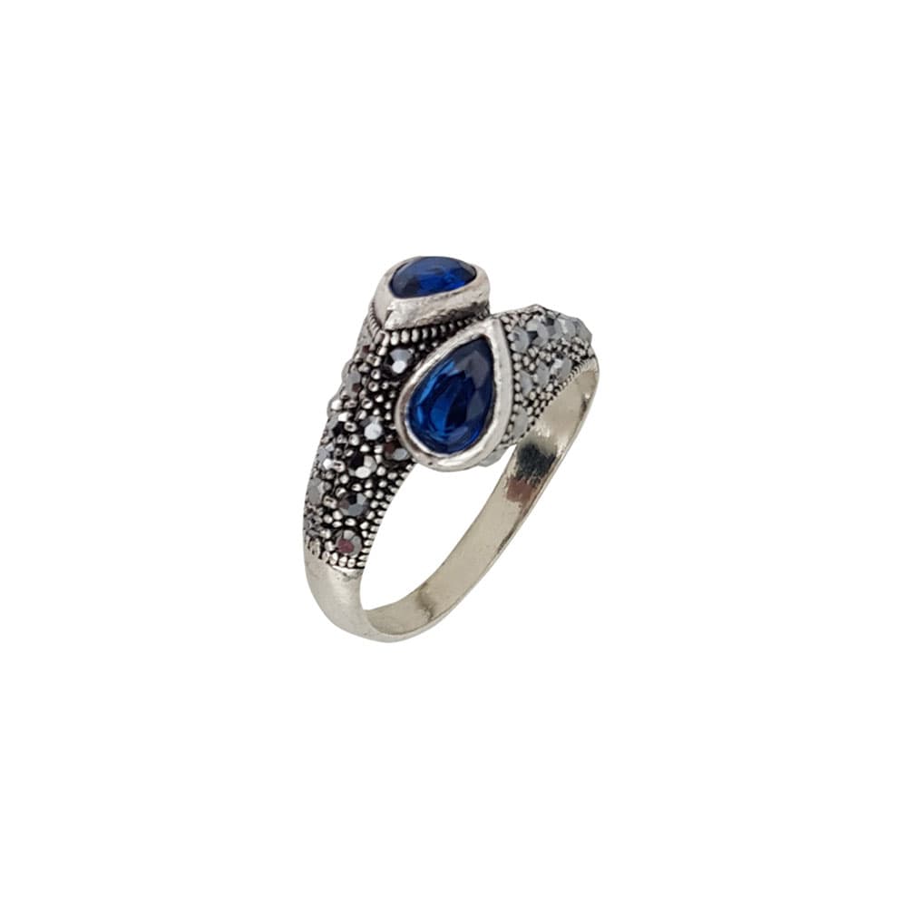 Inel argint elegant hematite Duo blue