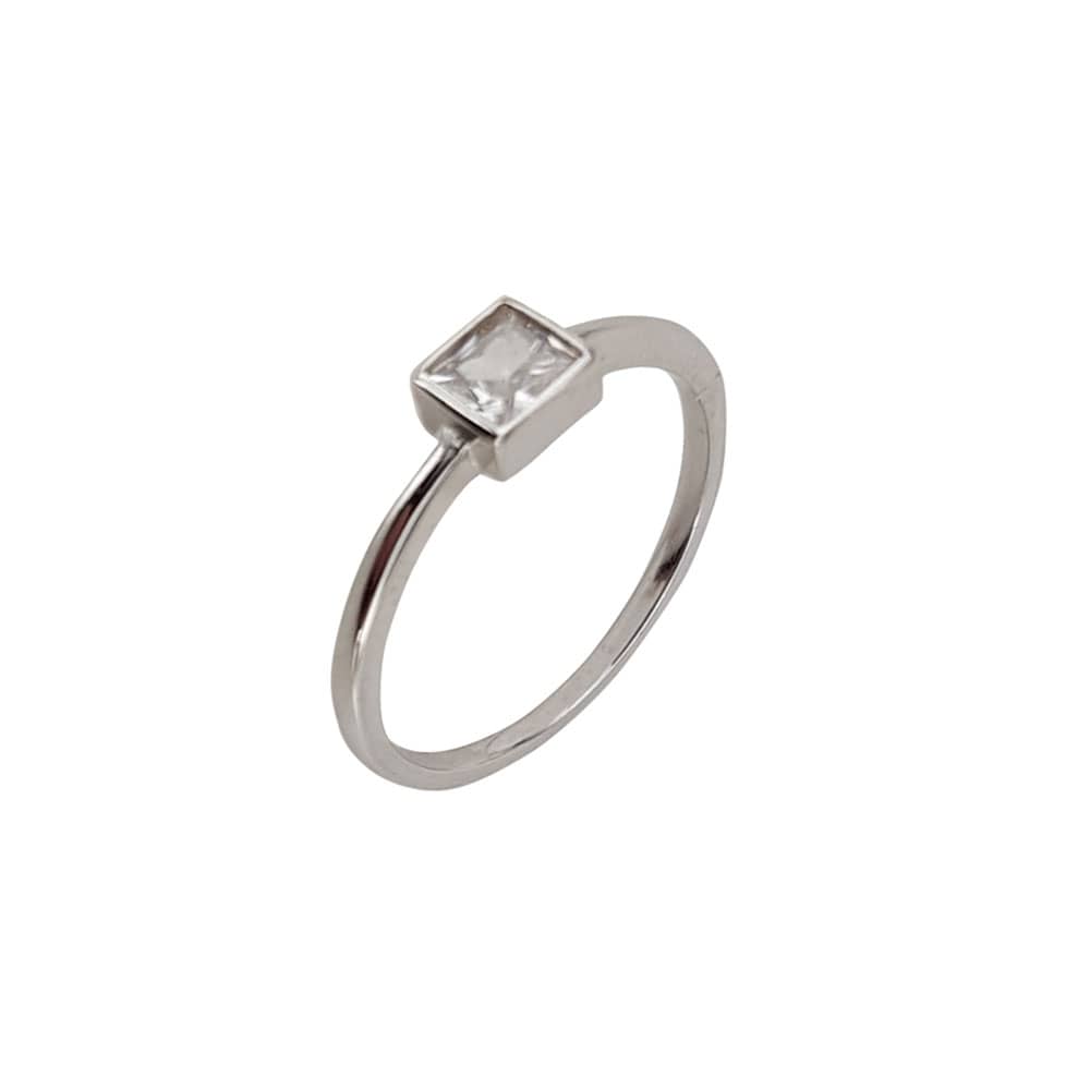 Inel argint solitaire patrat Thia marimea 51