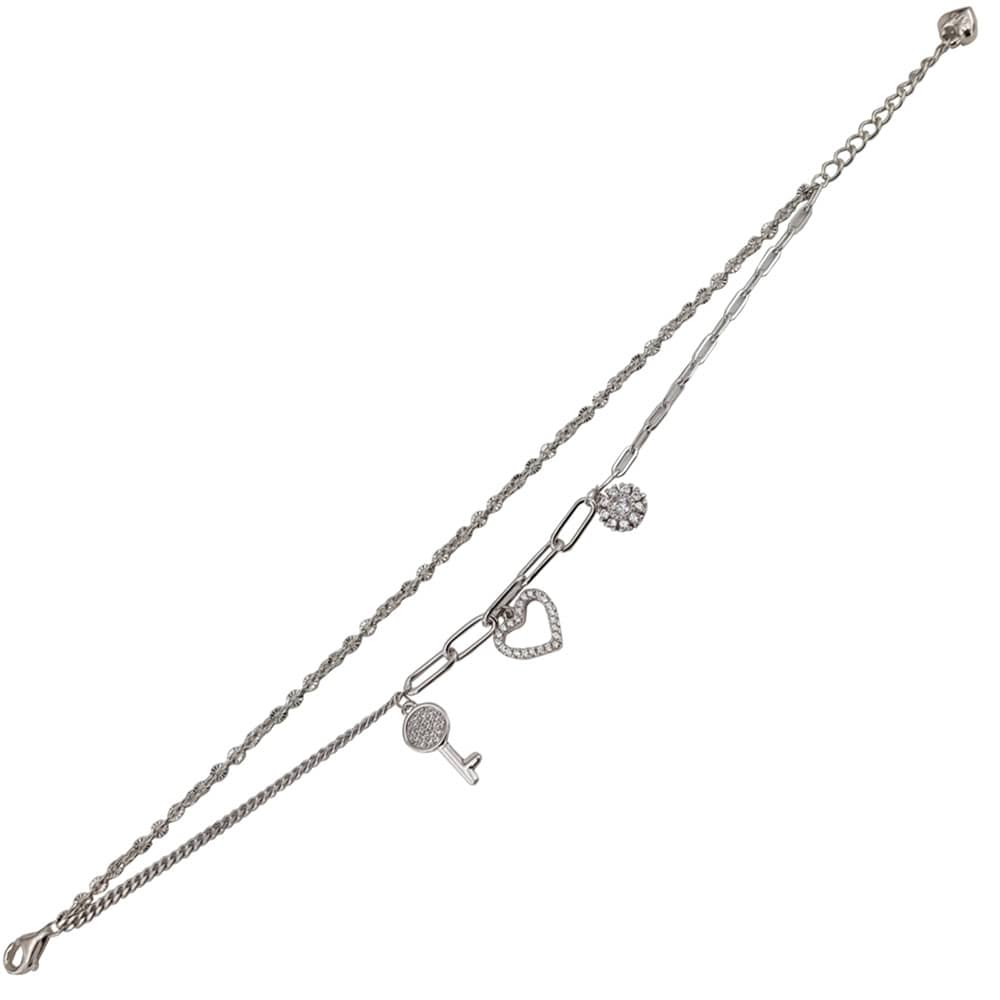 Bratara argint dubla pandantive Charms