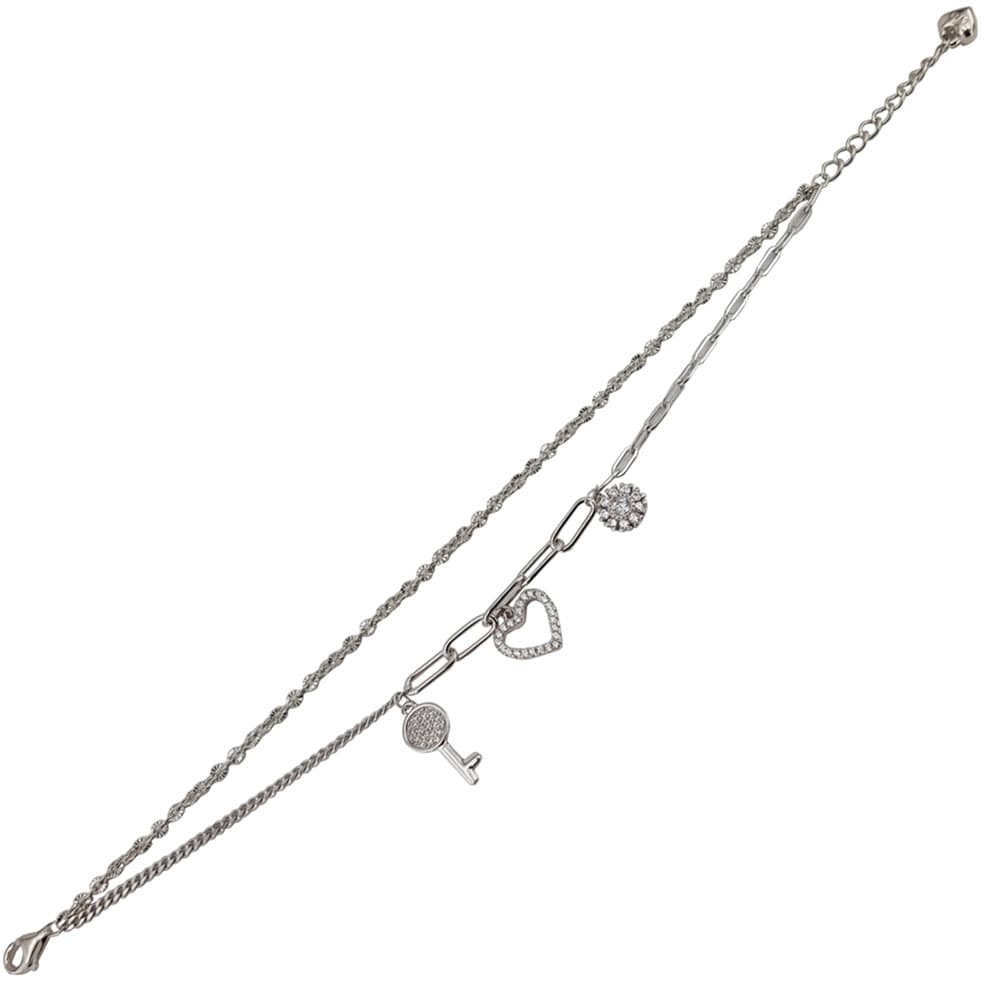 Bratara argint dubla pandantive Charms