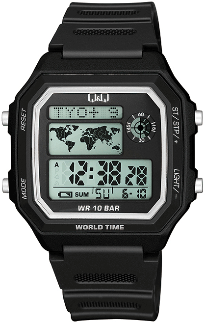 Мъжки дигитален часовник Q&Q World Time - M196J001Y