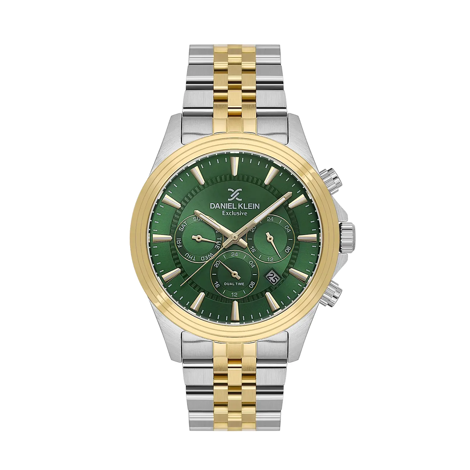 Daniel Klein Exclusive DK.1.14345-5 - Ceas barbatesc quartz verde, auriu si argintiu