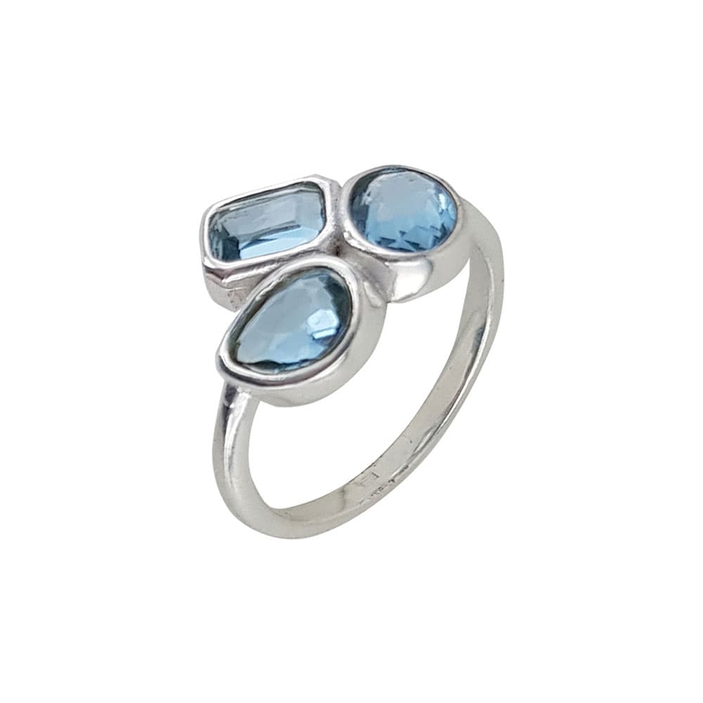 Inel argint elegant zirconii albastre Thia marimea 53