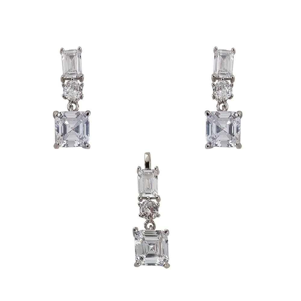 Set argint elegant zirconii albe Thia