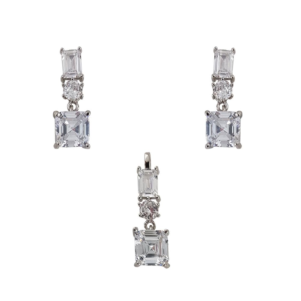 Set argint elegant zirconii albe Thia