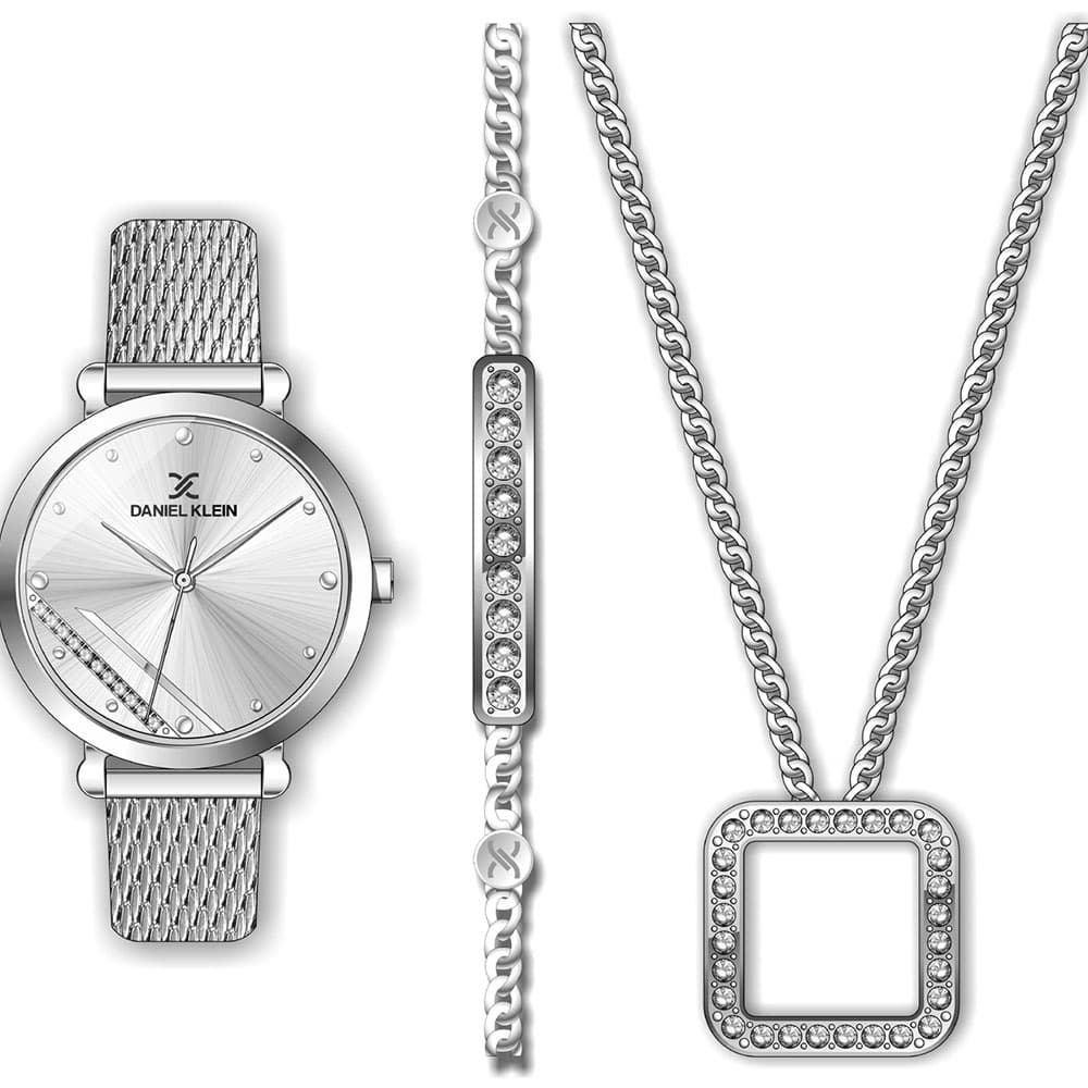 Daniel Klein Gift Set - Ceas Dama Quartz Argintiu DK.1.13172.1