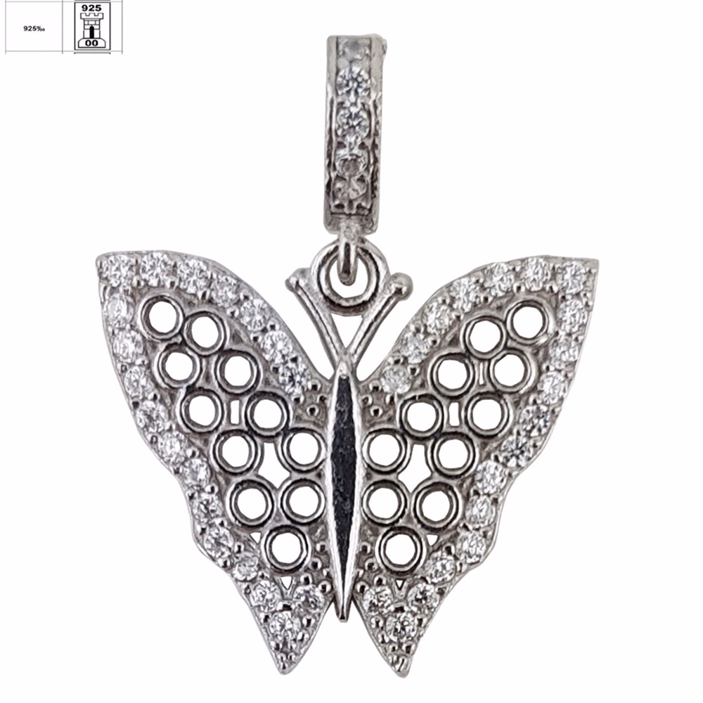 Pandantiv argint zirconii Butterfly