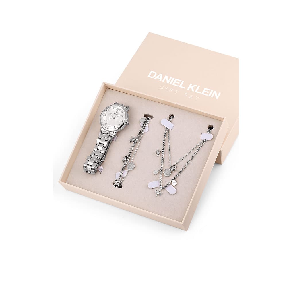 Daniel Klein Gift Set - Ceas Dama Quartz Argintiu DK.1.13285.1