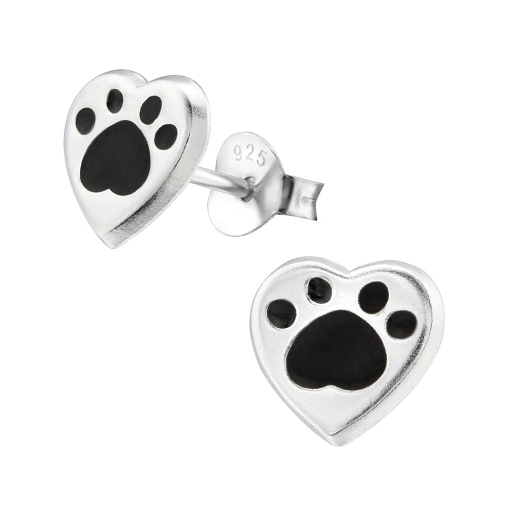 Cercei argint cu surub black paw