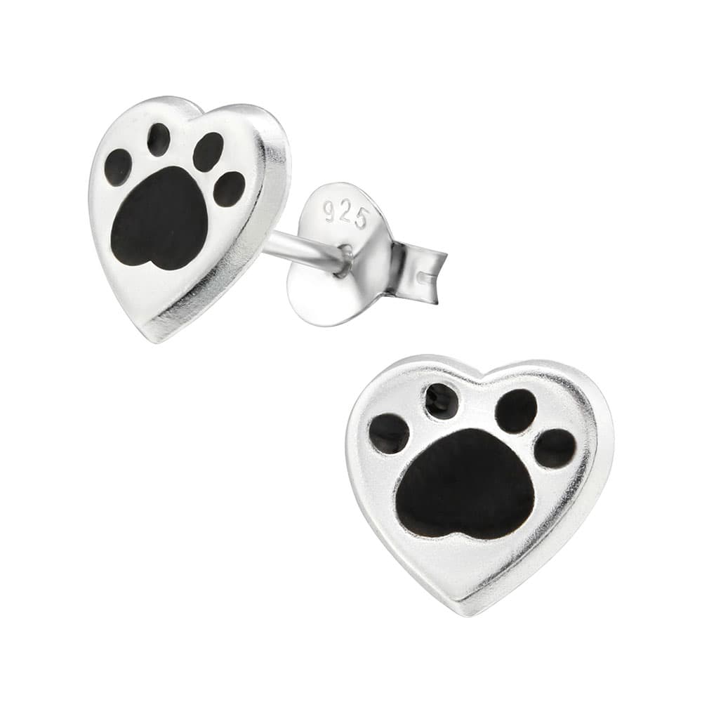 Cercei argint cu surub black paw