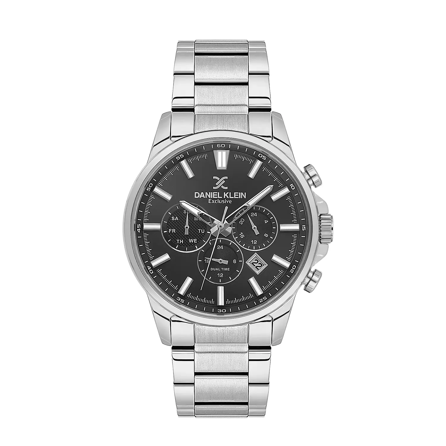 Ceas barbatesc Daniel Klein Exclusive DK.6.14440-2, quartz, dual time, argintiu