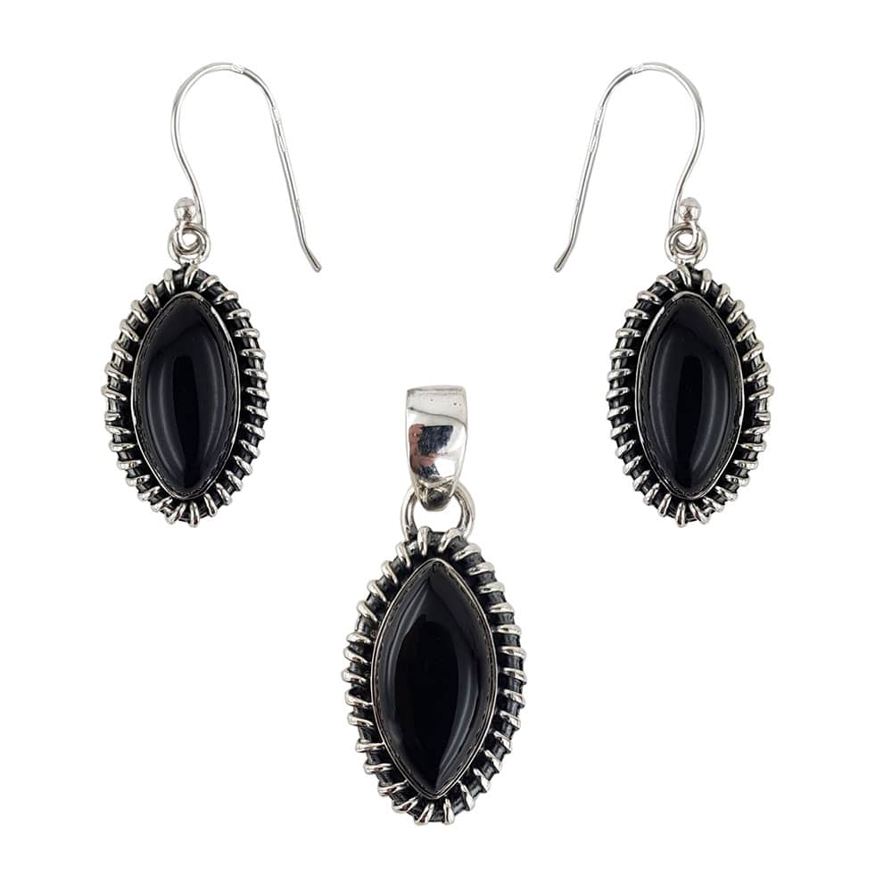Set argint cu onix negru Defne