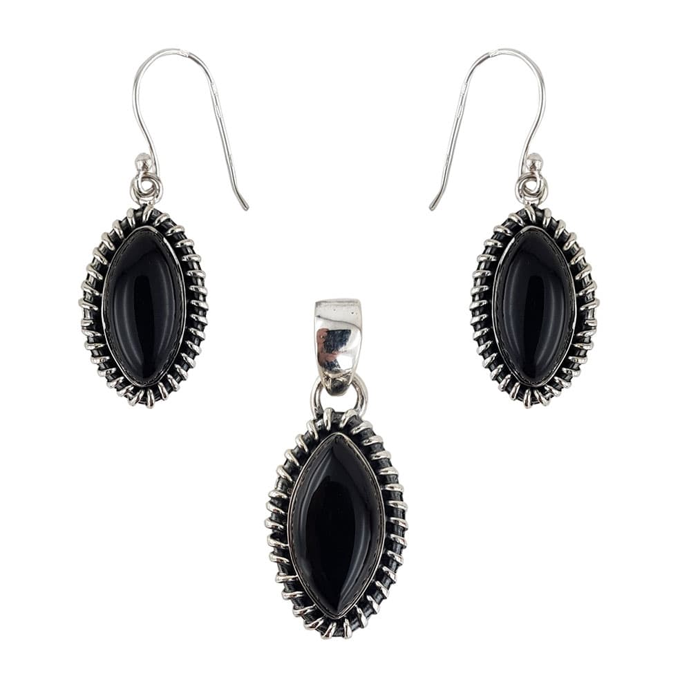 Set argint cu onix negru Defne