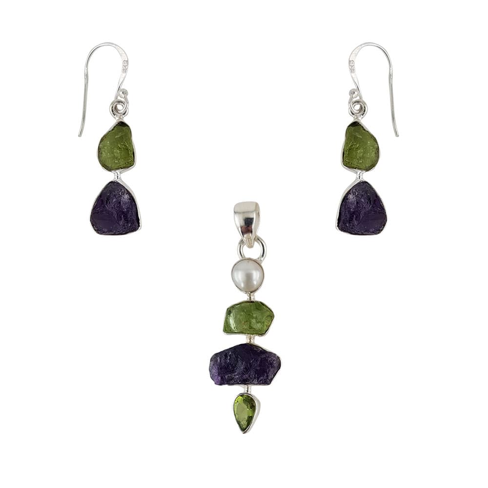 Set argint ametist, peridot si perla Nova