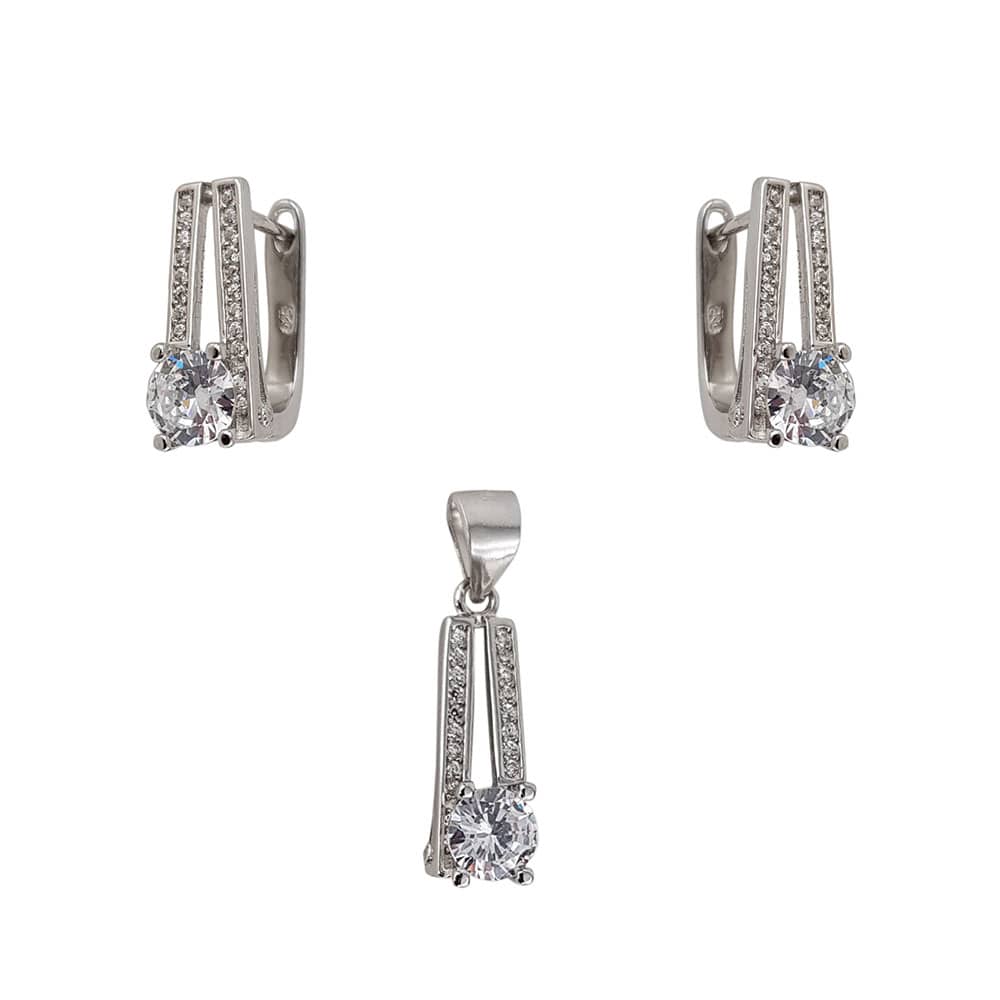 Set argint elegant cu zirconii albe Cyntia