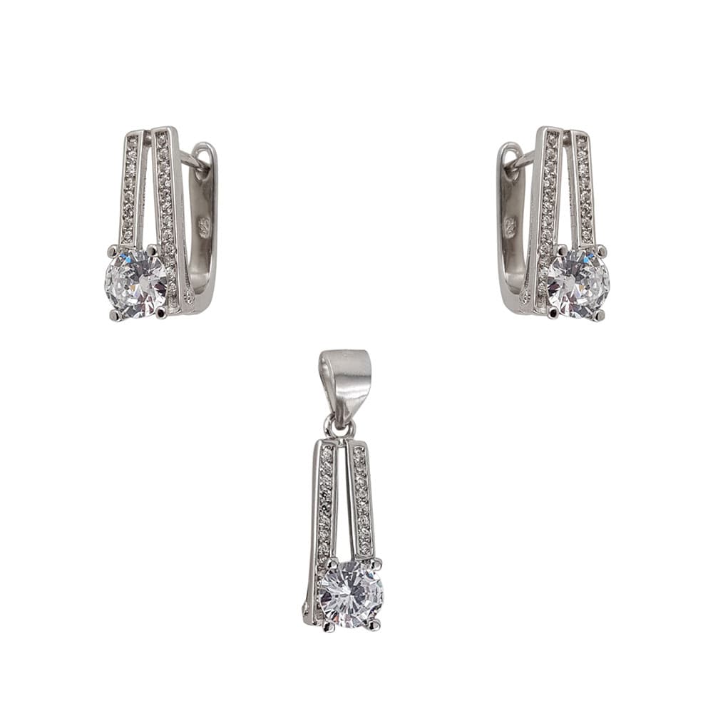 Set argint elegant cu zirconii albe Cyntia