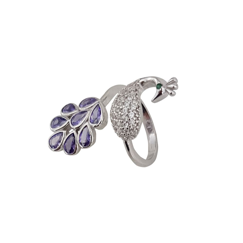 Inel argint elegant paun Purple