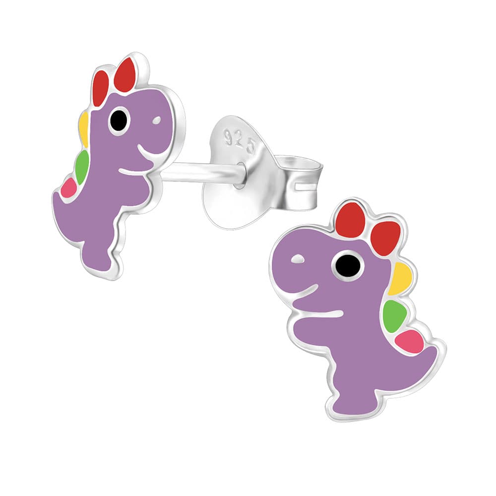 Cercei argint copii Baby Dino cu email colorat