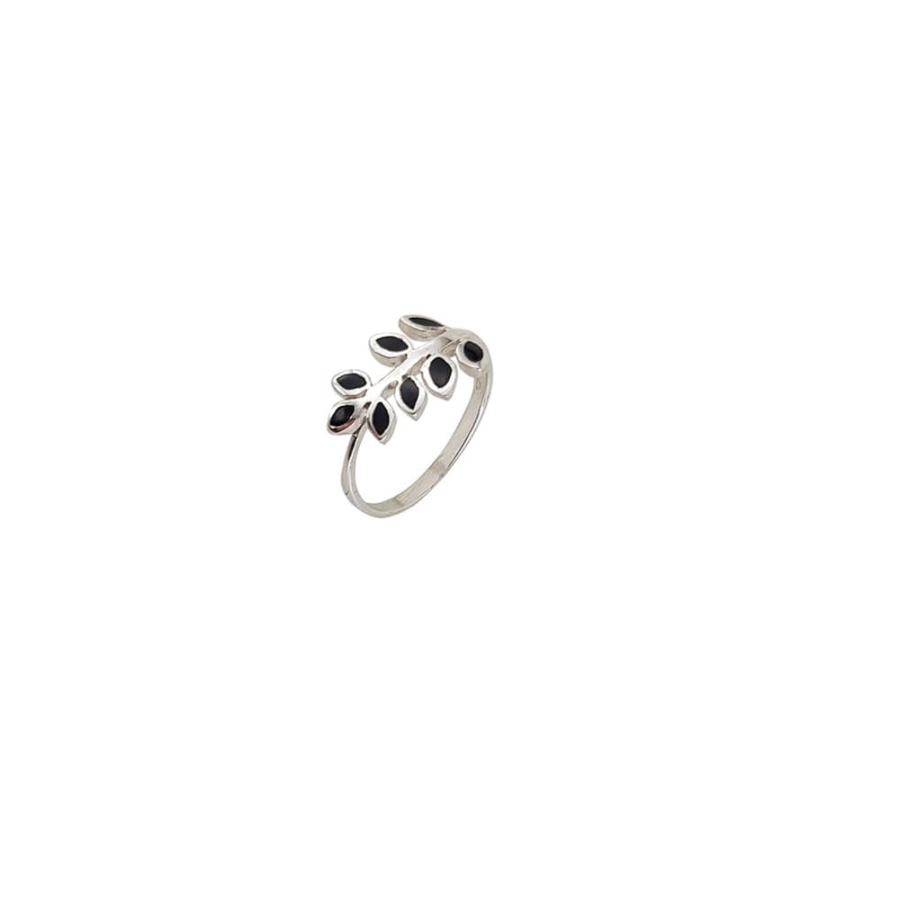 Inel argint frunza cu onix negru Thia marimea 51