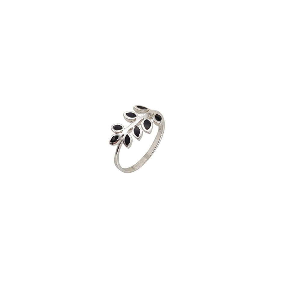 Inel argint frunza cu onix negru Thia marimea 51