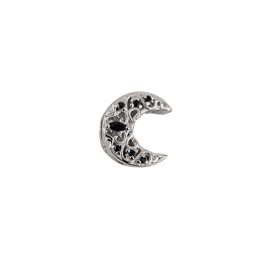 Talisman argint semiluna zirconii negre