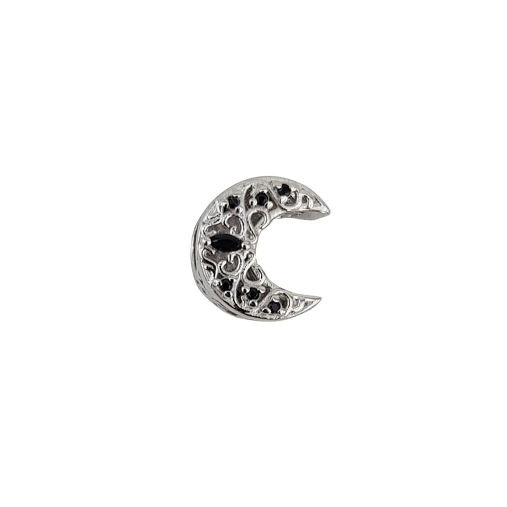 Talisman argint semiluna zirconii negre