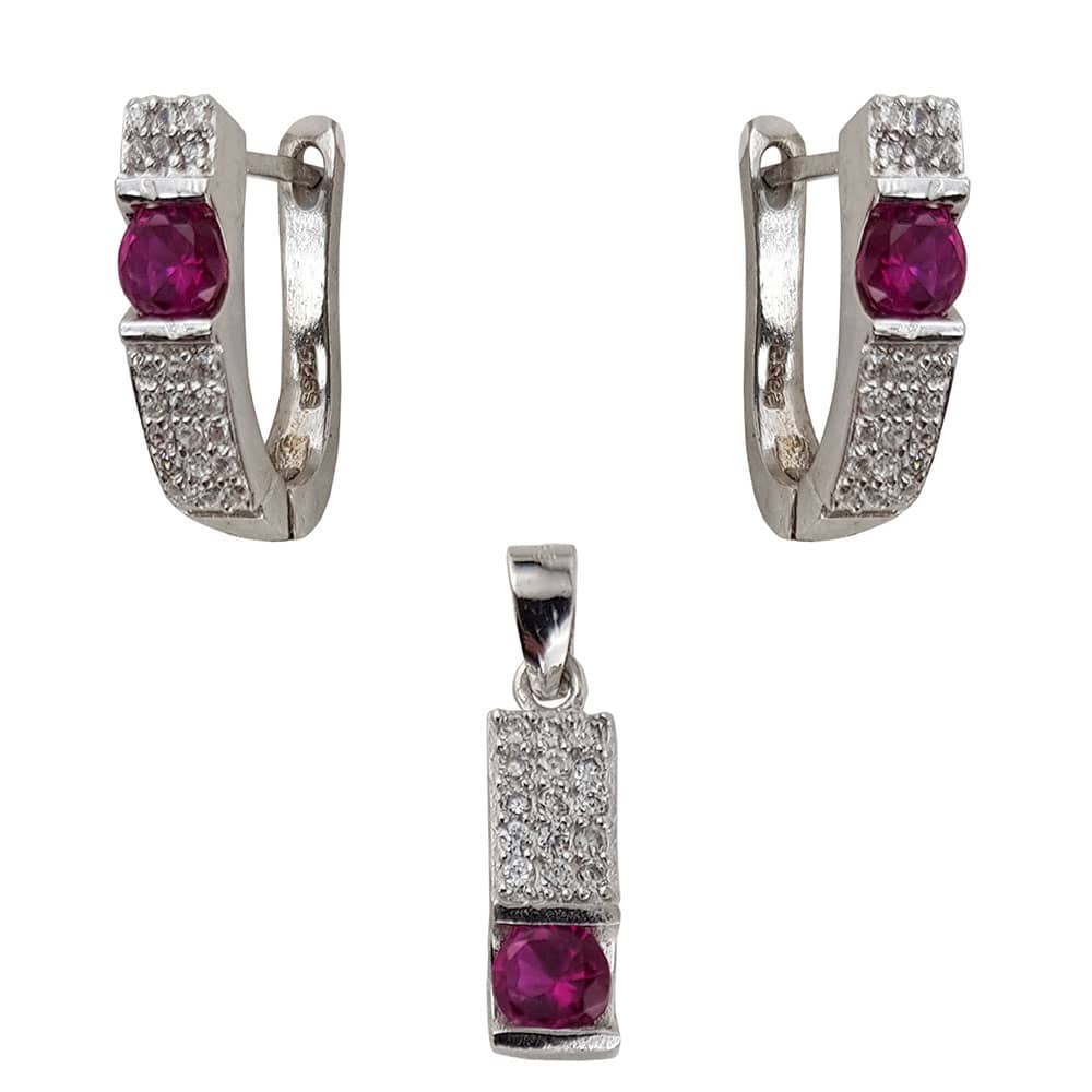 Set argint elegant fucsia Thia