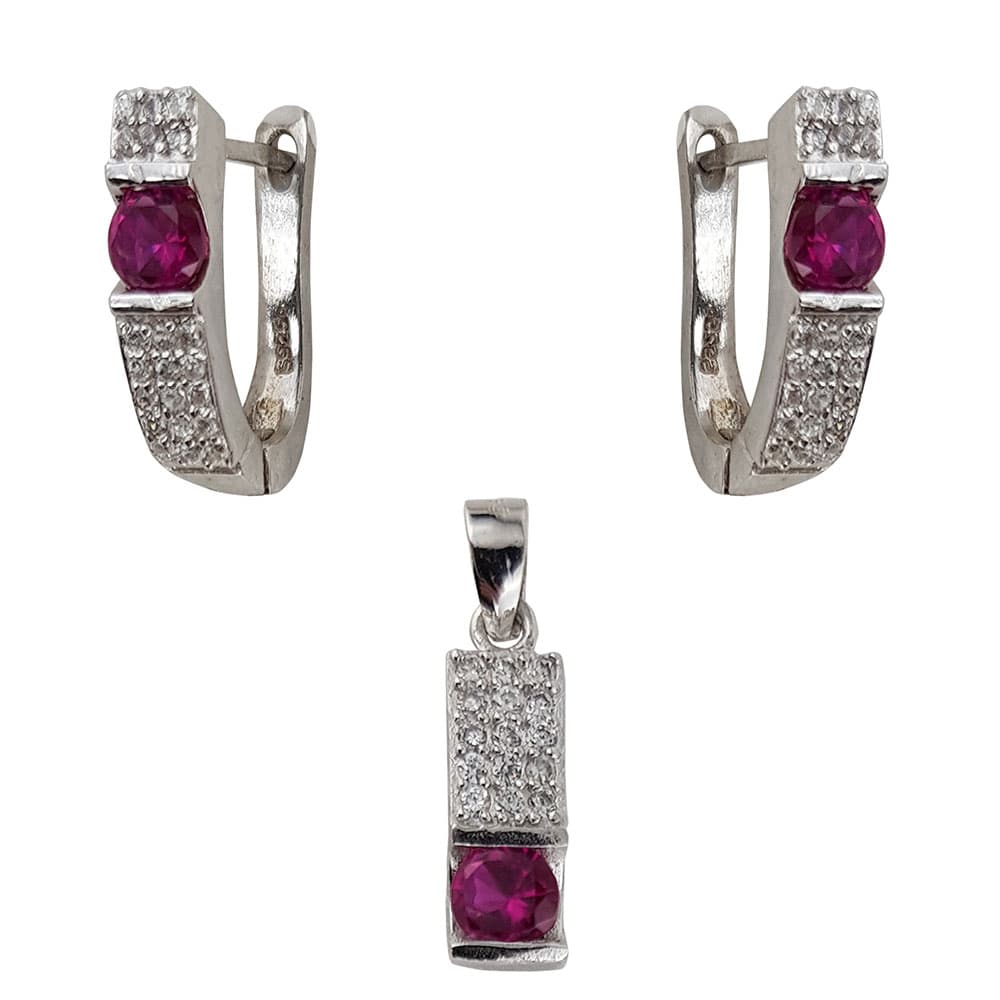 Set argint elegant fucsia Thia