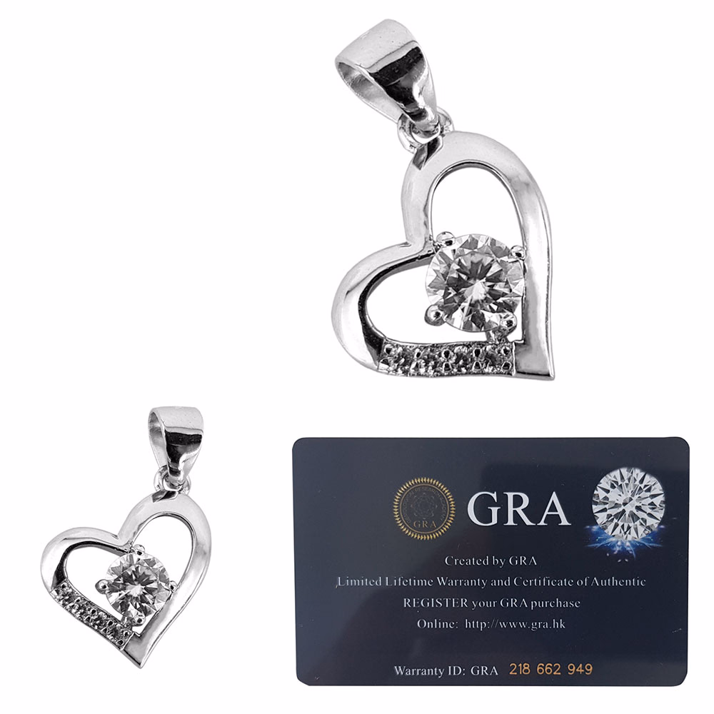 Pandantiv argint inima Moissanite