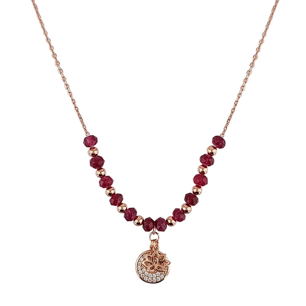 Lant argint rose-gold cu rubine si zirconii albe