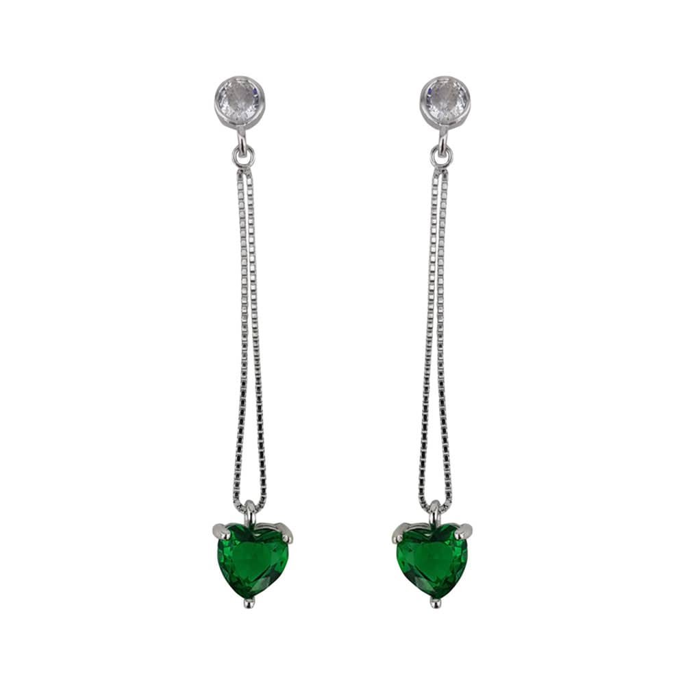 Cercei argint inima verde Thia