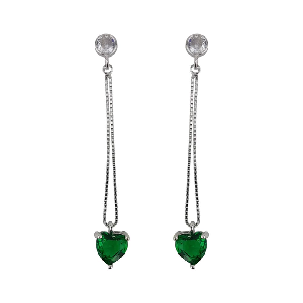 Cercei argint inima verde Thia