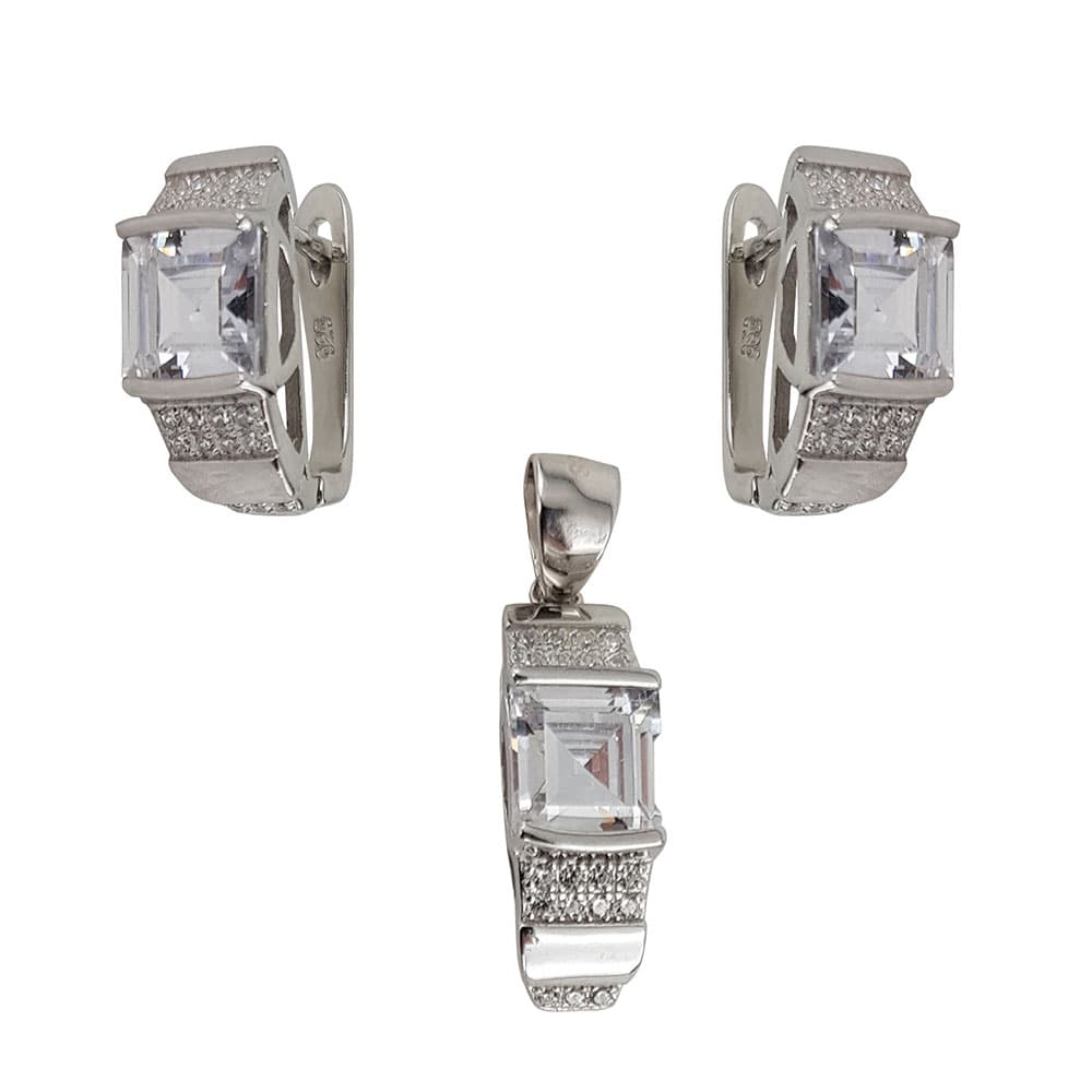 Set argint elegant zirconiu patrat Thia