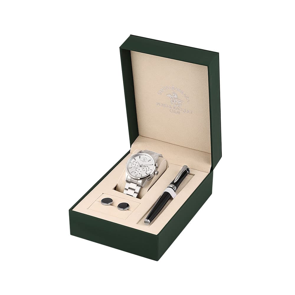 Santa Barbara Polo Gift Set - Ceas Barbatesc Quartz Argintiu SB.1.10678-1
