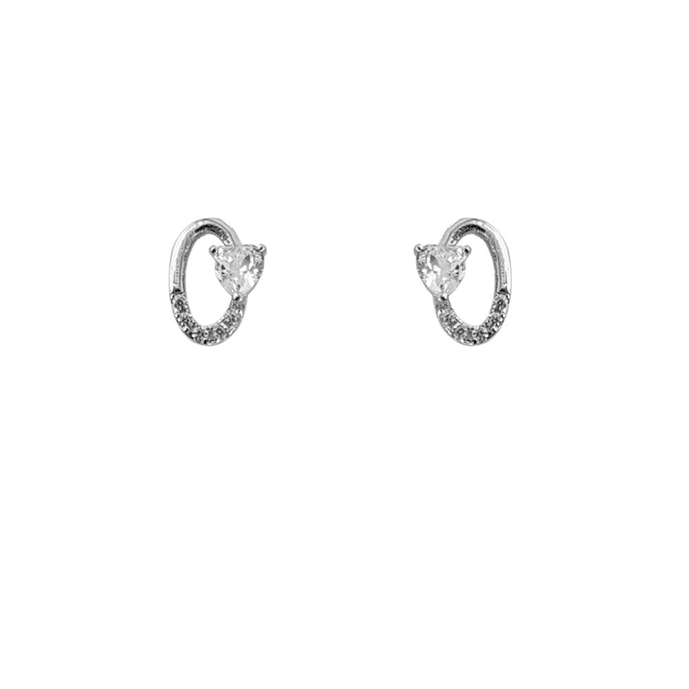 Cercei argint oval zirconium