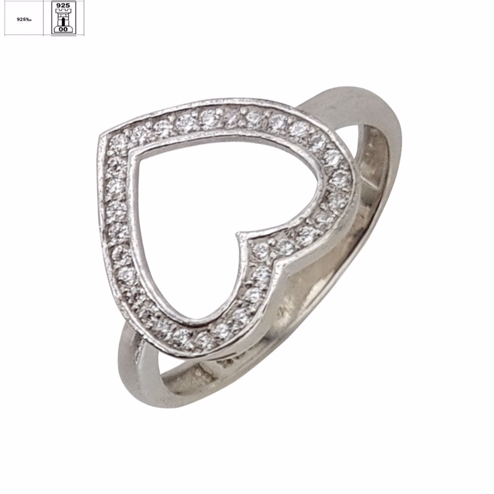 Inel argint zirconii Big heart, marime 56