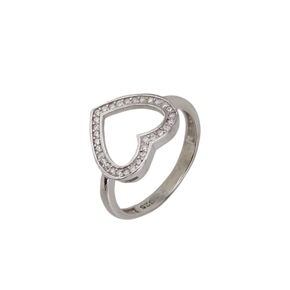 Inel argint zirconii Big heart, marime 54