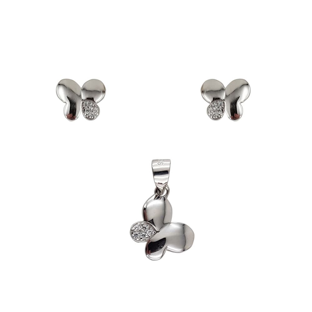 Set argint fluturi cu zirconii Alena